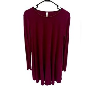 Boutique Zenana Premium Purple Wine Hem Everyday Tunic Dress Pockets